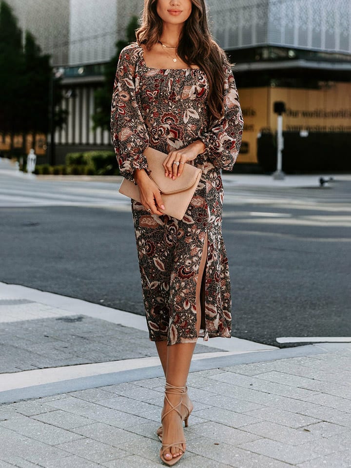 Milan Kiss Sukienka w kolorze brązowym ze wzorem rozmiar: M