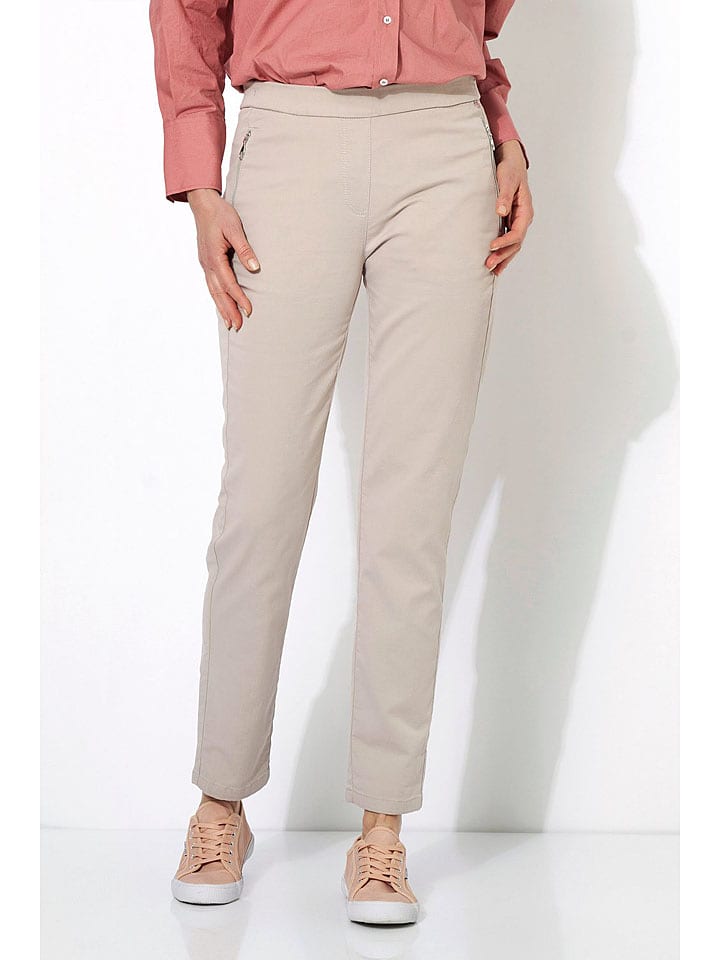 Relaxed by TONI Spodnie "Scarlet" w kolorze beżowym rozmiar: W24