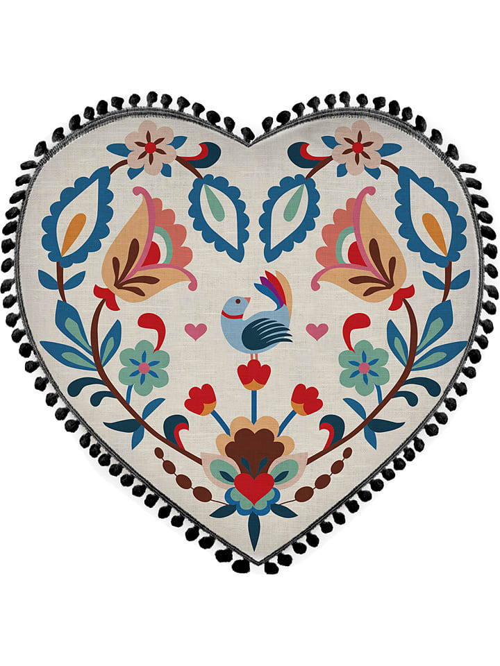 Folkifreckles Poduszka "Hear" w kolorze beżowym - Ø 45 cm rozmiar: onesize