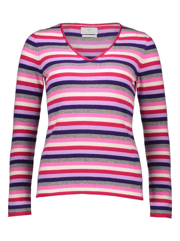 FYNCH-HATTON Kaszmirowy sweter w kolorze jasnoróżowym ze wzorem rozmiar: M