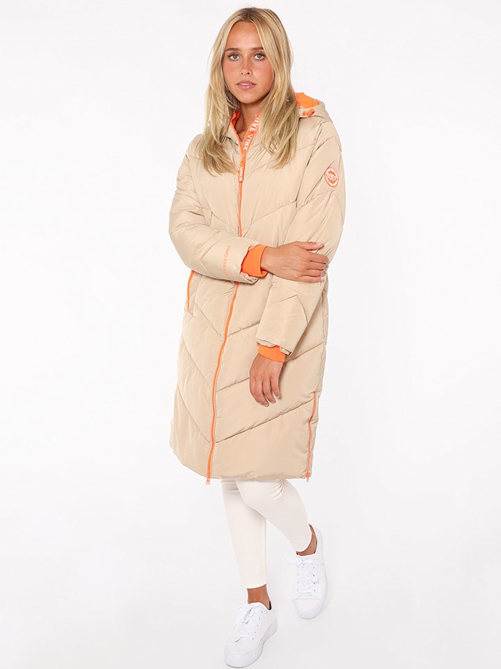 Zwillingsherz Płaszcz pikowany "Positive Mind" w kolorze beżowo-pomarańczowym rozmiar: S