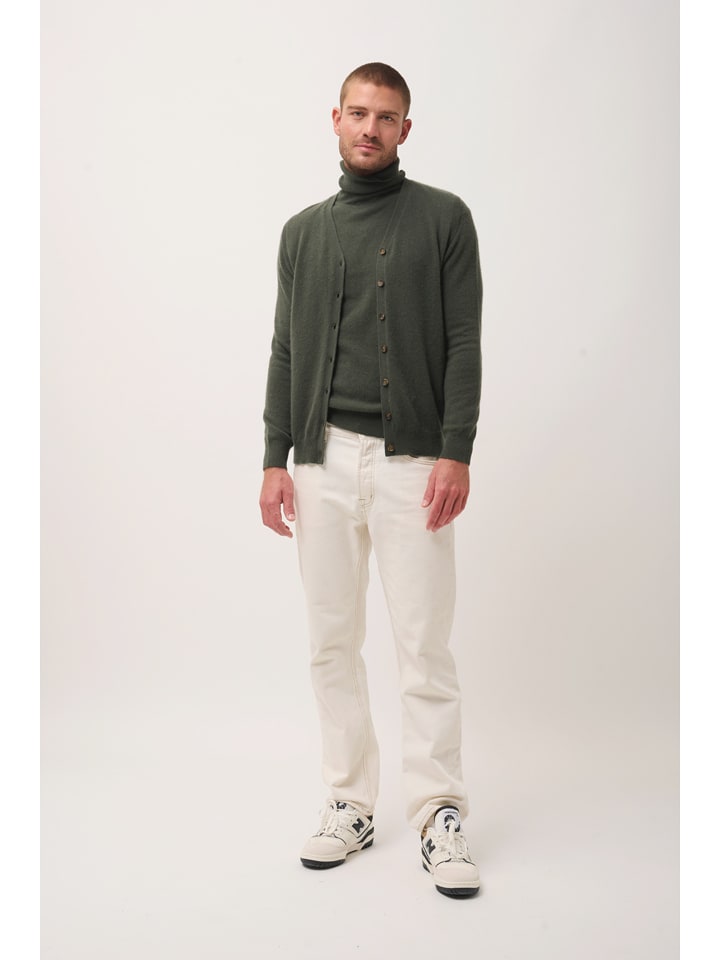 Just Cashmere Kaszmirowy kardigan "Lana" w kolorze khaki rozmiar: XL