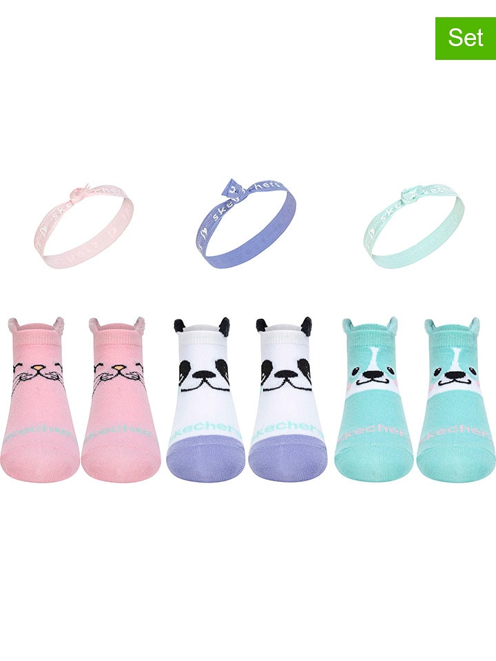 Skechers 6-częściowy zestaw w kolorze jasnoróżowo-biało-turkusowym rozmiar: 36-38