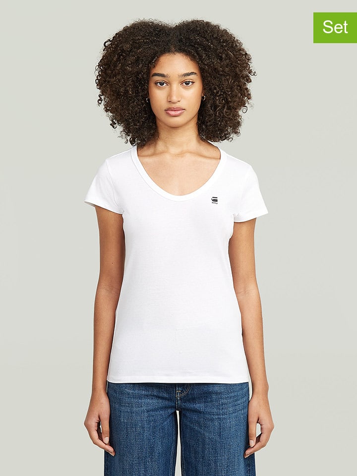 G-Star Koszulki (2 szt.) w kolorze białym i czarnym rozmiar: S