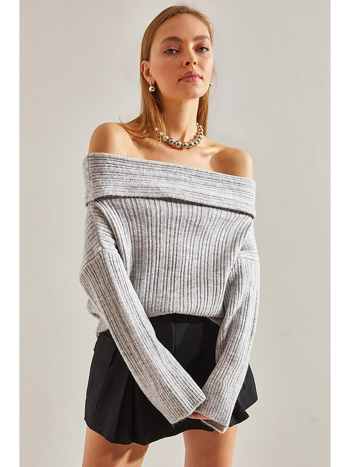 Bianco Lucci Sweter w kolorze jasnoszarym rozmiar: onesize