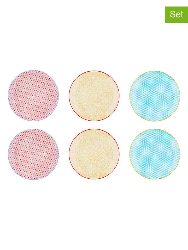 Björn Talerze obiadowe (6 szt.) w kolorze czerwono-żółto-błękitnym - Ø 26 cm rozmiar: onesize