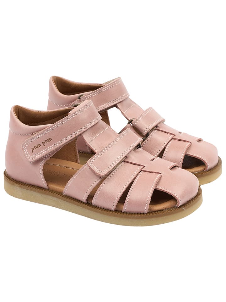 POM POM Skórzane półsandały w kolorze jasnoróżowym rozmiar: 32