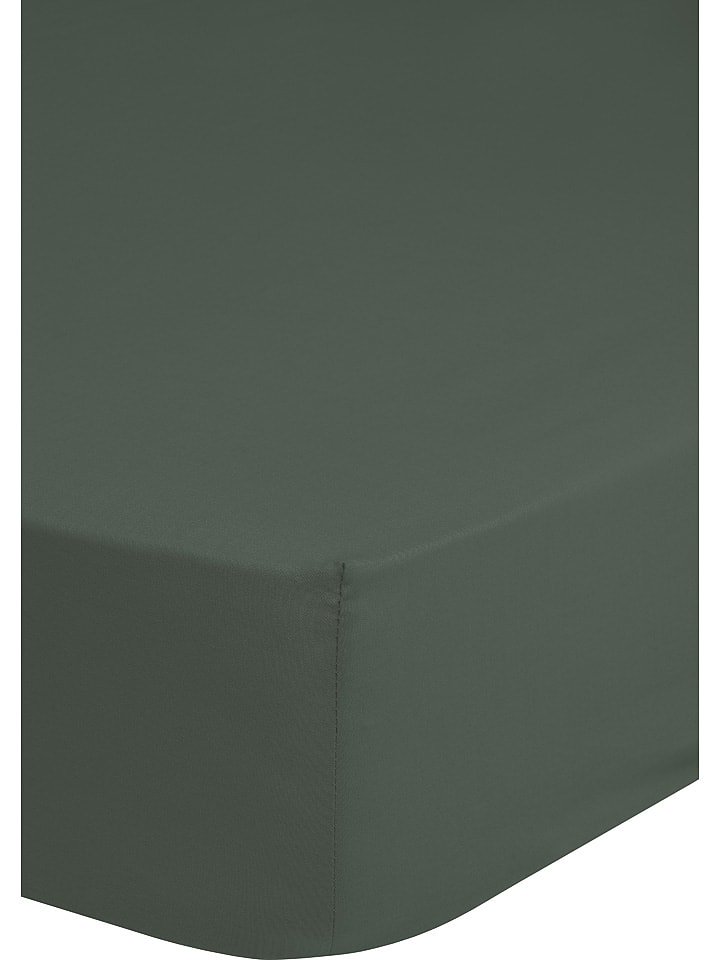 Good Morning Satynowe prześcieradło w kolorze oliwkowym na gumce rozmiar: 160x200 cm