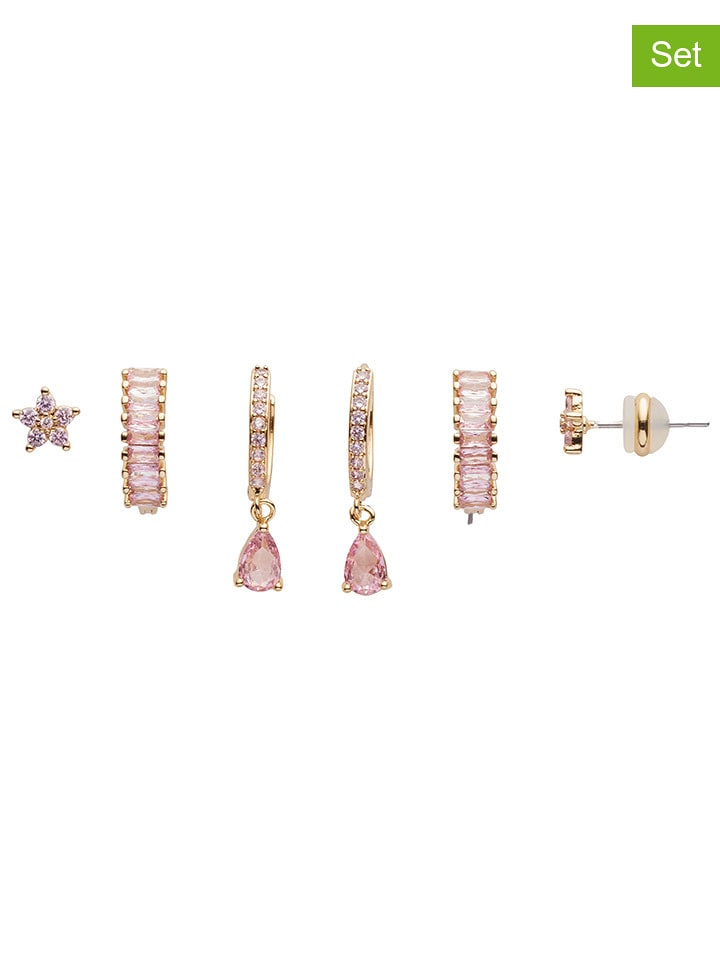 U.S. Polo Assn. Pozłacane kolczyki (3 pary) z kryształami rozmiar: onesize