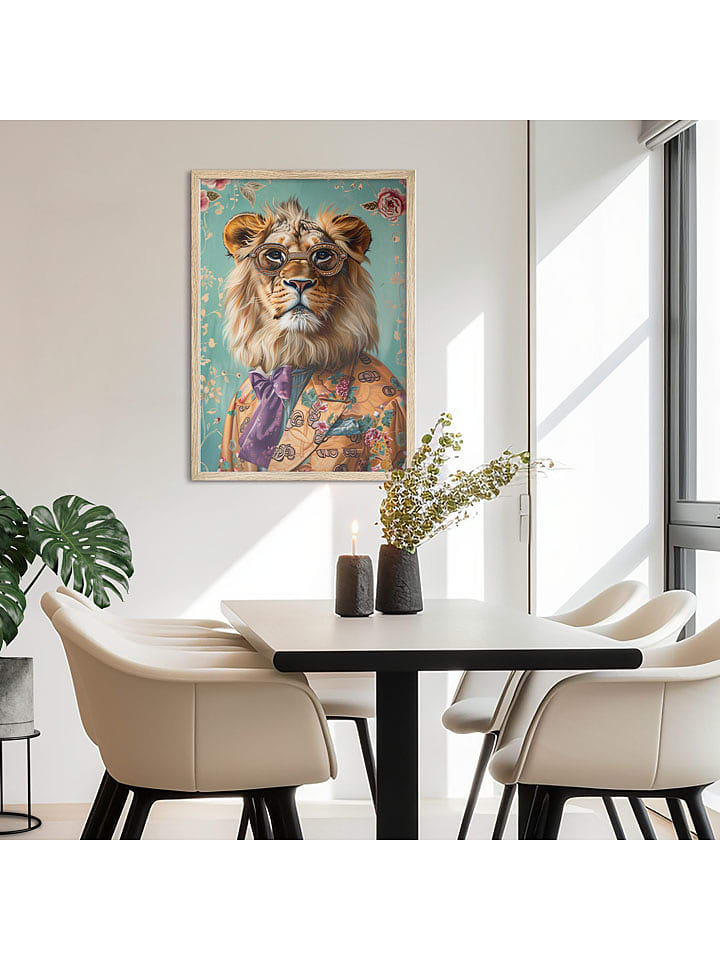 Orangewallz Druk artystyczny "Dandy Lion Portrait" w ramce rozmiar: 50x70 cm