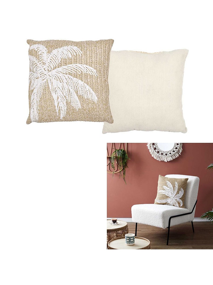 Garden Spirit Poduszka "Palm" w kolorze beżowym - 40 x 40 cm rozmiar: onesize