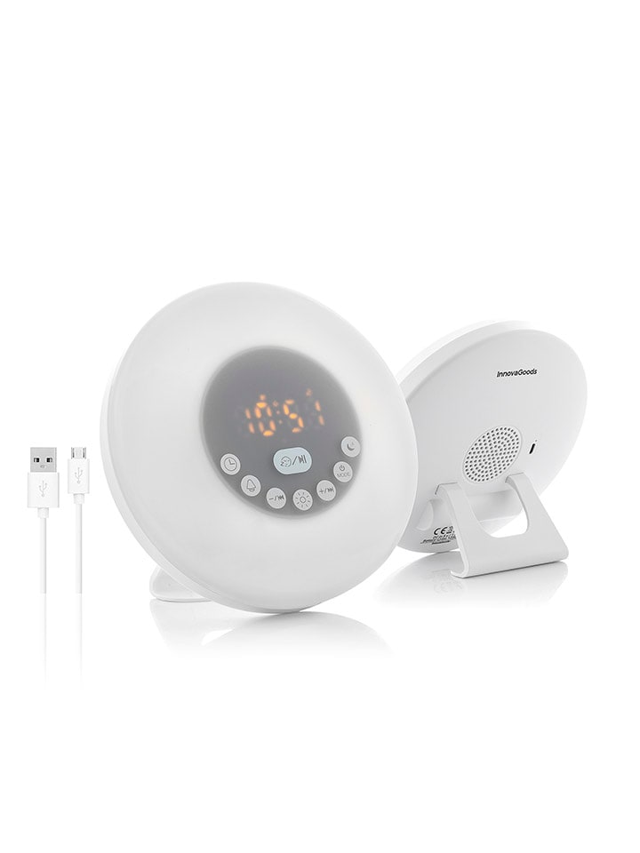 InnovaGoods Budzik w kolorze białym z efektem wschodu słońca i głośnikiem - Ø 16 cm rozmiar: onesize