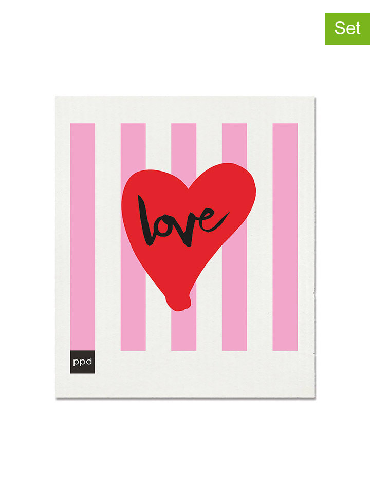 ppd Ściereczki gąbkowe (2 szt.) w kolorze jasnoróżowo-czerwonym - 20 x 17 cm rozmiar: onesize