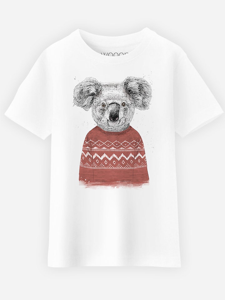 WOOOP Koszulka "Winter Koala" w kolorze białym rozmiar: 140