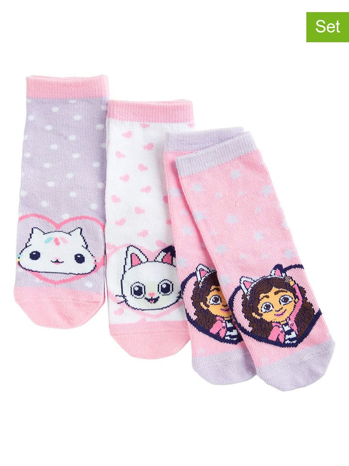 COOL CLUB Skarpety (3 pary) w kolorze jasnoróżowo-fioletowo-białym rozmiar: 28-30