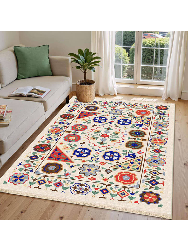 Conceptum Hypnose Dywan bawełniany "312" w kolorze kremowym ze wzorem rozmiar: 100x150 cm