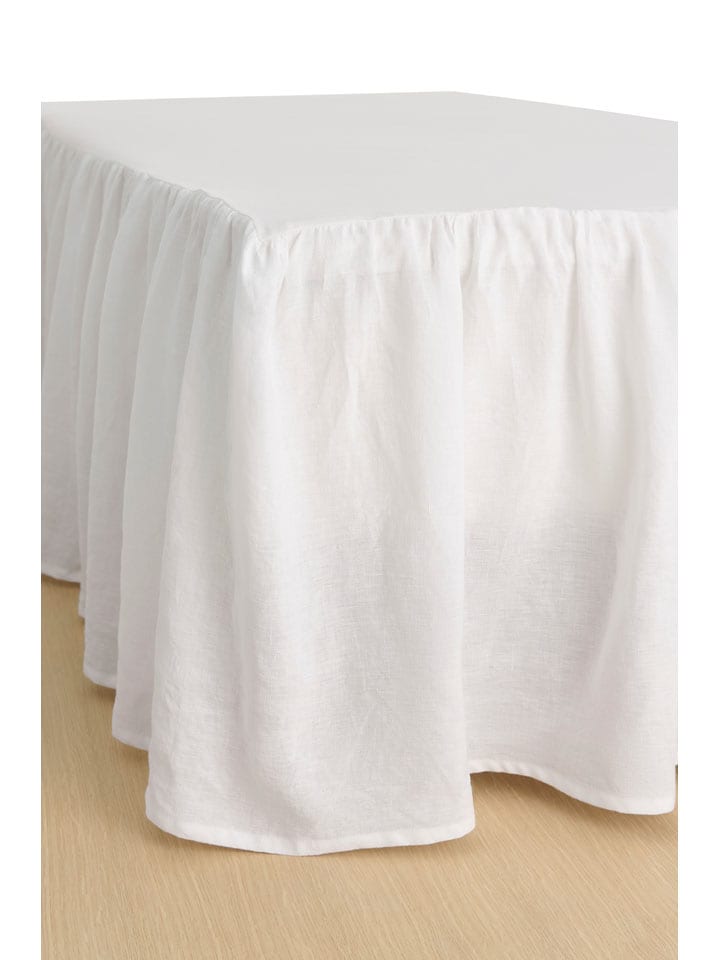 Ellos Home Lniana falbana "Candice" w kolorze białym na łóżko rozmiar: 160x200 cm