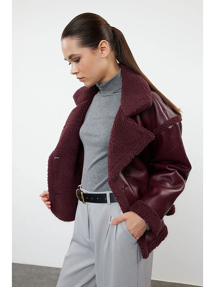 trendyol Kurtka w kolorze bordowym ze skóry syntetycznej rozmiar: S