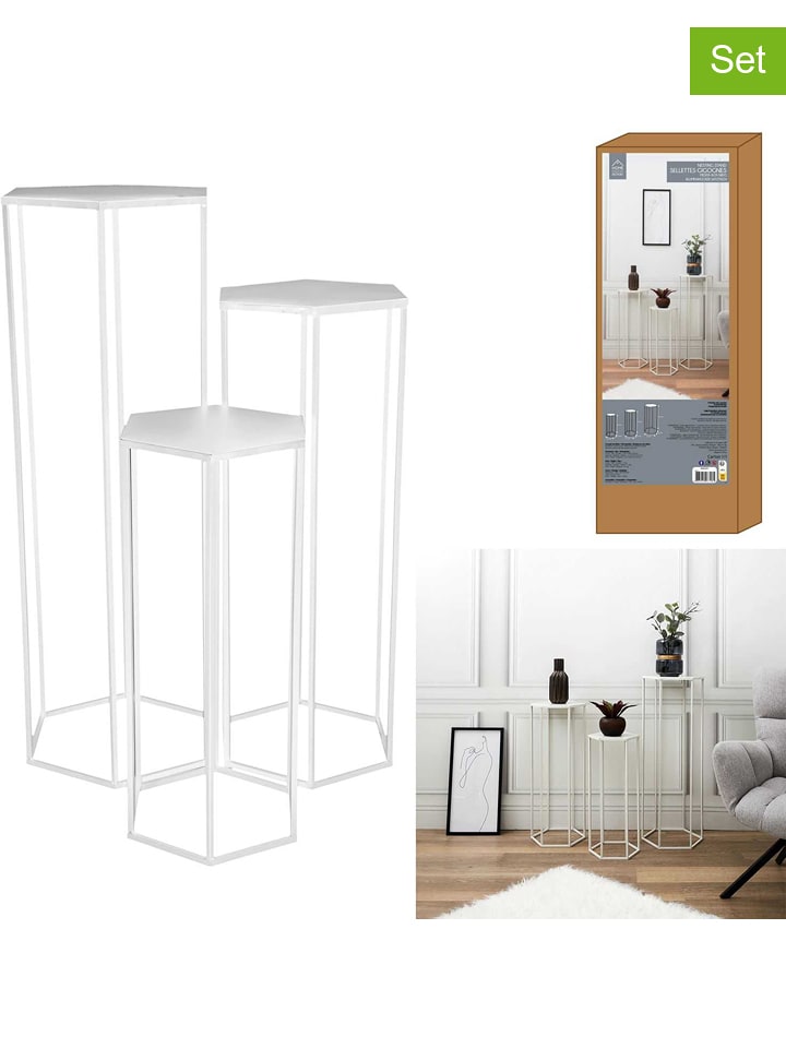THE HOME DECO FACTORY Stoliki (3 szt.) w kolorze białym rozmiar: onesize