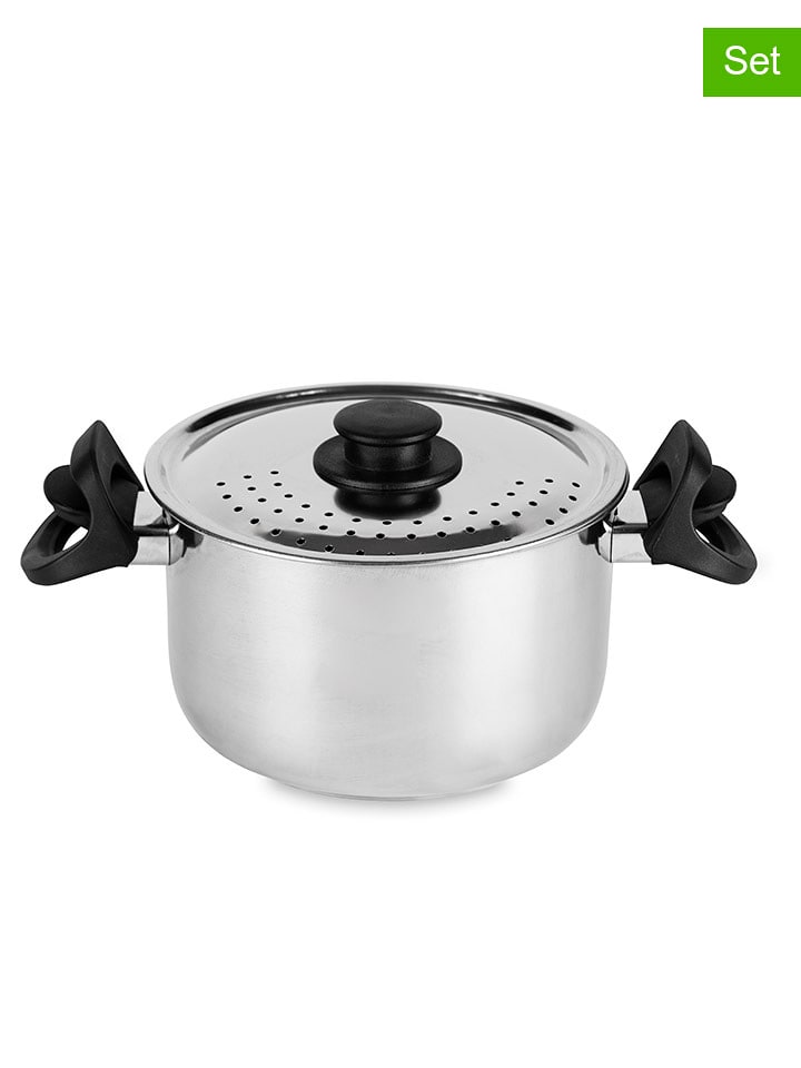 Trendy Kitchen by EXCÉLSA 2-częściowy zestaw "Scolabella" w kolorze srebrno-czarnym - Ø 20 cm rozmiar: onesize