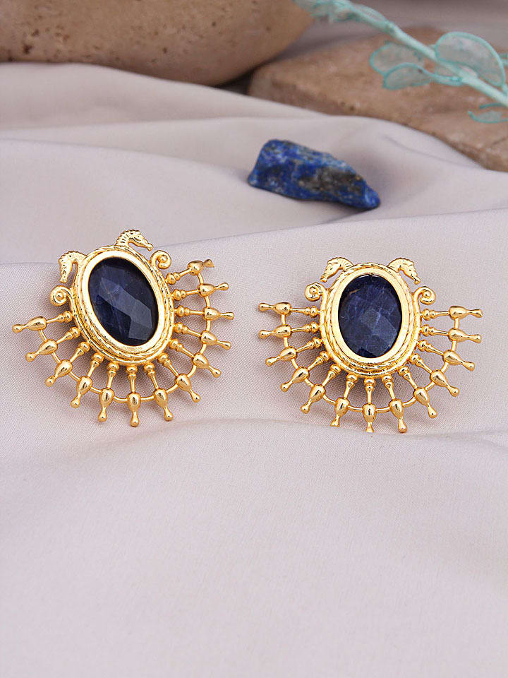 Pierres de Jade Pozłacane kolczyki-wkrętki z agatami rozmiar: onesize