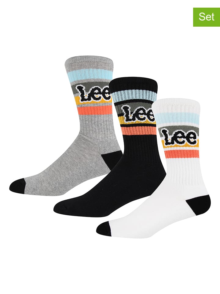 LEE Underwear Skarpety (3 pary) "Mcnulty" w kolorze białym, szarym i czarnym rozmiar: 43-46