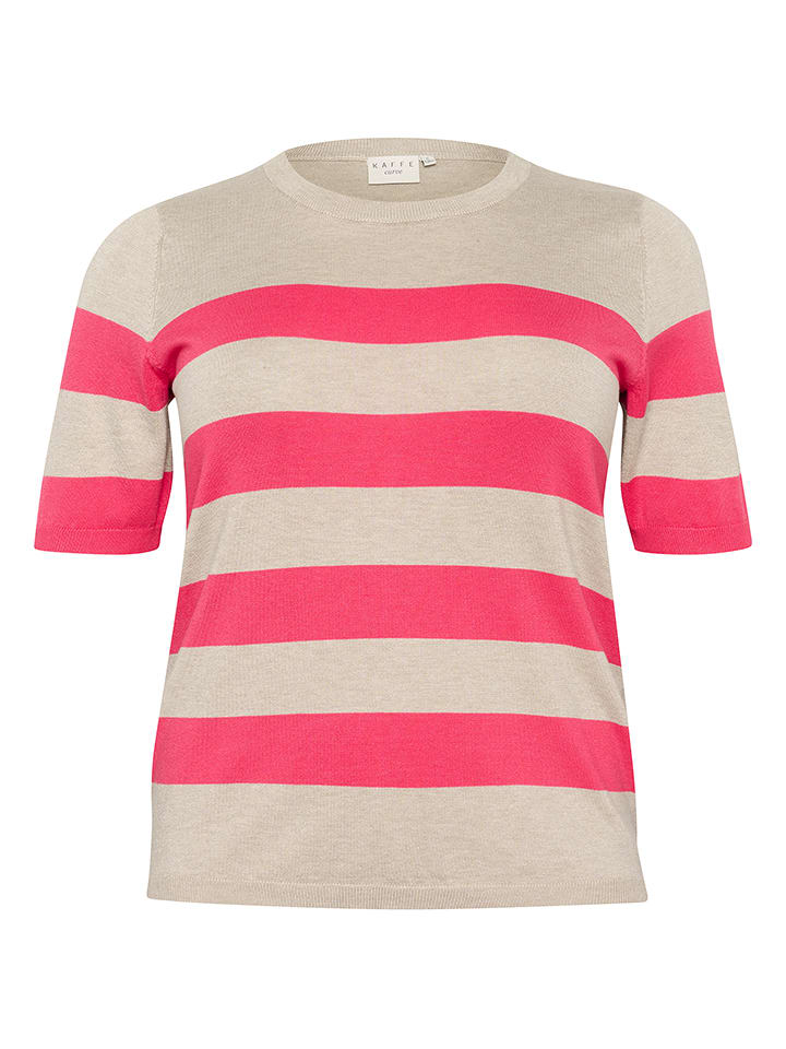 KAFFE curve Sweter w kolorze beżowo-różowym rozmiar: XL