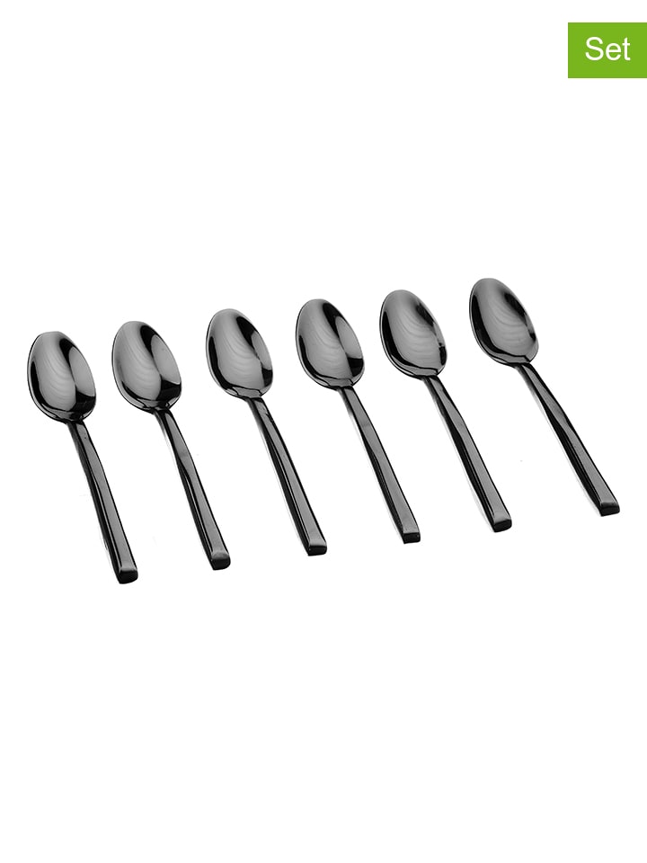 Björn Łyżeczki (6 szt.) "Olaf" w kolorze czarnym do kawy - dł. 13 cm rozmiar: onesize