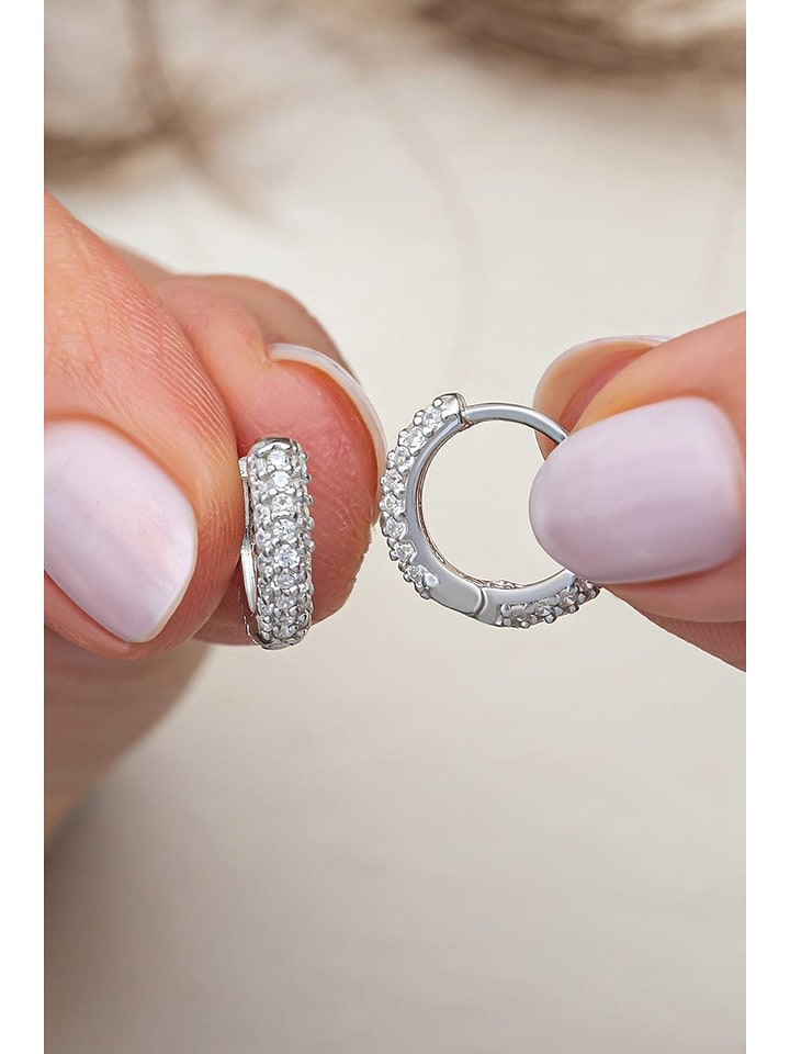 Heliophilia Srebrne kolczyki-kreole z cyrkoniami rozmiar: onesize