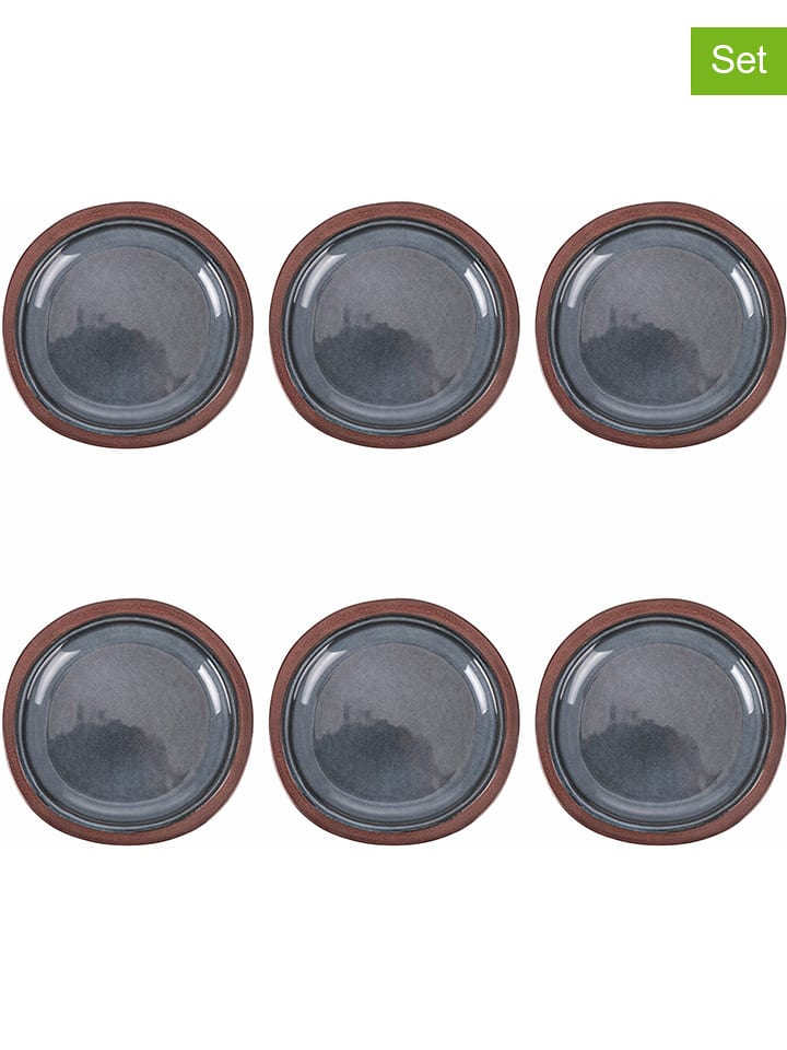 Villa d´Este Talerze śniadaniowe (6 szt.) w kolorze granatowo-brązowym - Ø 22 cm rozmiar: onesize