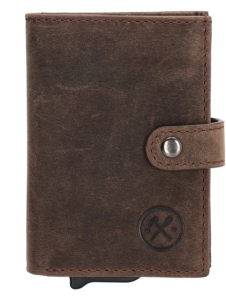 HIDE & STITCHES Skórzany portfel "Idaho" w kolorze ciemnobrązowym - 10 x 8 x 1,5 cm rozmiar: onesize