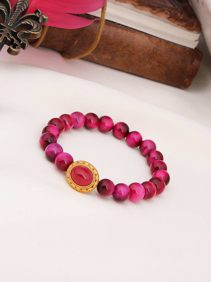 Pierres de Jade Pozłacana bransoletka z tygrysim okiem rozmiar: onesize