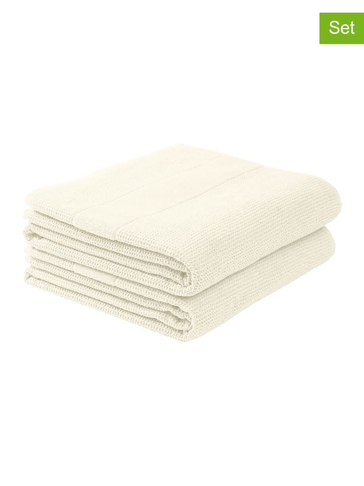 Schiesser Ręczniki prysznicowe (2 szt.) "Turin" w kolorze kremowym rozmiar: 70x140 cm