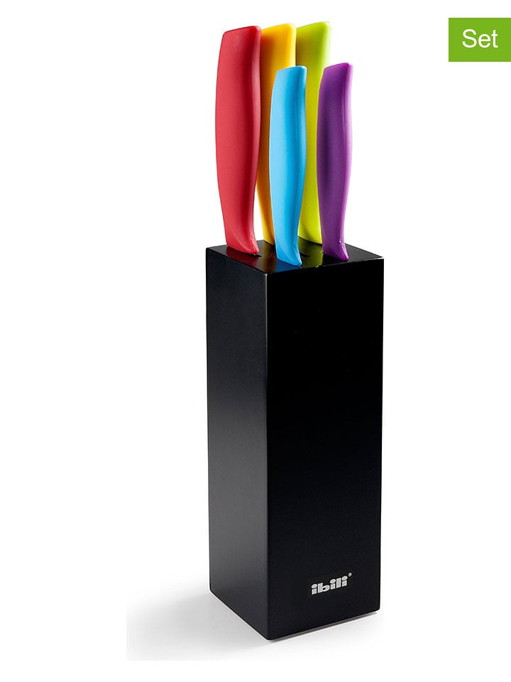 Ibili 6-częściowy zestaw noży w kolorze czarnym ze wzorem rozmiar: onesize