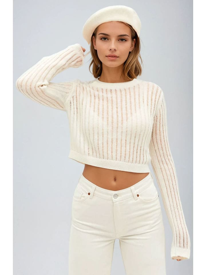 Monki Sweter w kolorze kremowym rozmiar: S