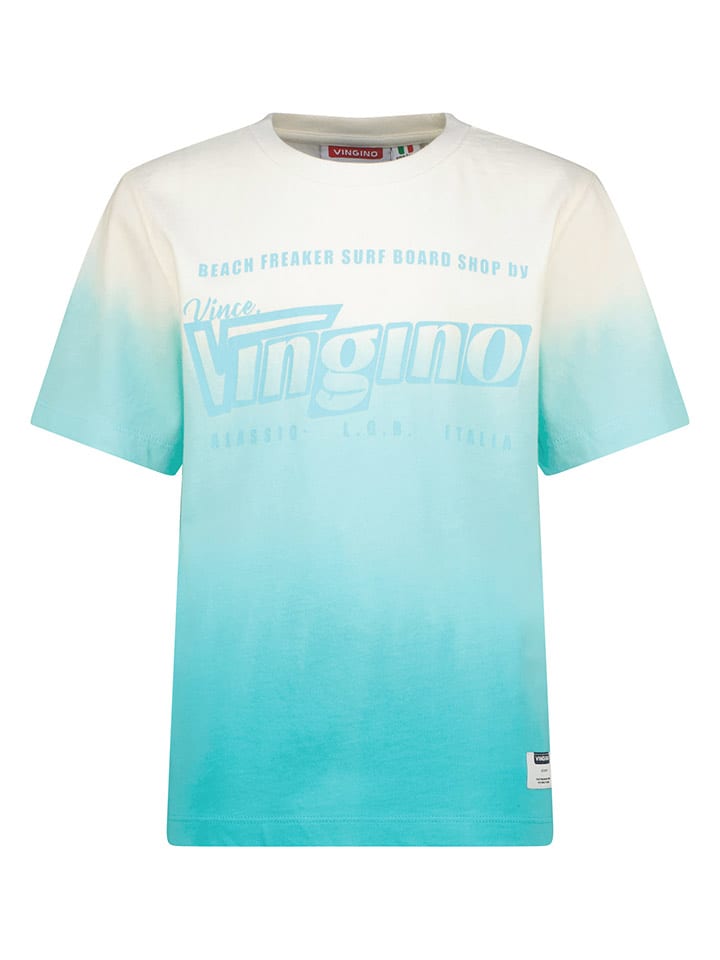 Vingino Koszulka w kolorze turkusowo-białym rozmiar: 140