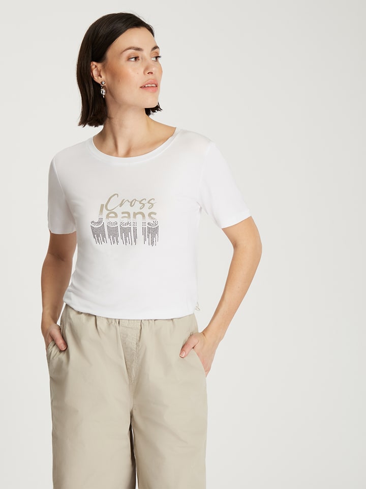 Cross Jeans Koszulka w kolorze białym rozmiar: XS