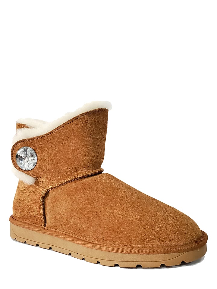 NICEBAY Skórzane botki zimowe "Dawn" w kolorze jasnobrązowym rozmiar: 38