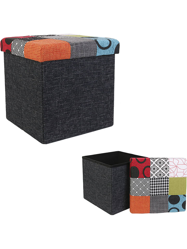 THE HOME DECO FACTORY Hocker ze wzorem ze schowkiem - 38 x 38 x 38 cm rozmiar: onesize