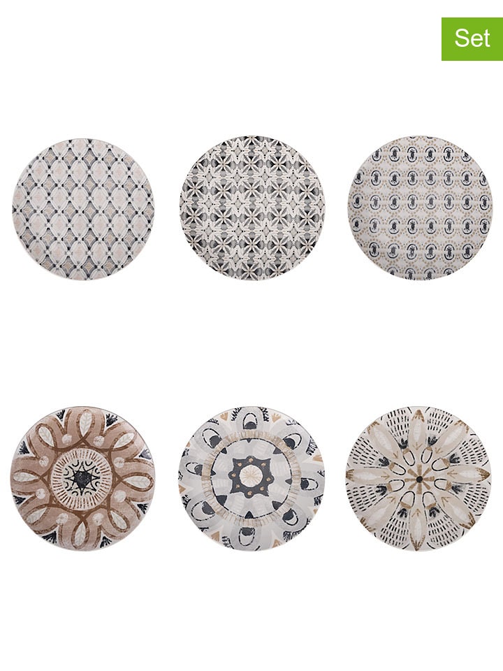 Villa d´Este Talerze śniadaniowe (6 szt.) "Bohemian" w kolorze szaro-brązowym - Ø 19 cm rozmiar: onesize