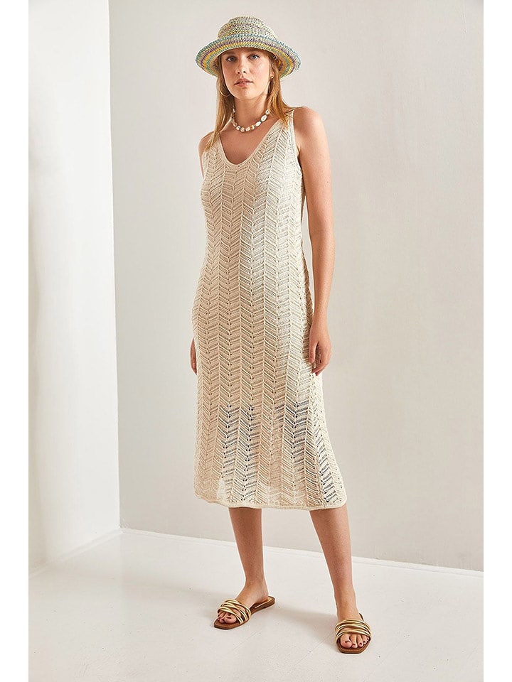 Bianco Lucci Sukienka dzianinowa w kolorze beżowym rozmiar: onesize