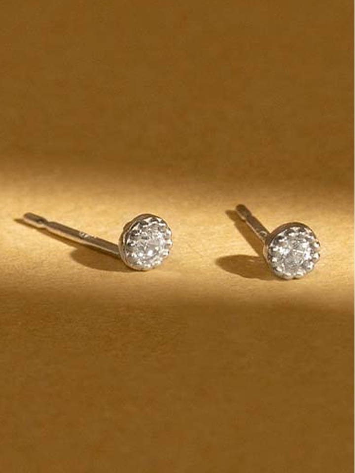 L instant d Or Złote kolczyki-wkrętki "Petits Ronds" z cyrkoniami rozmiar: onesize