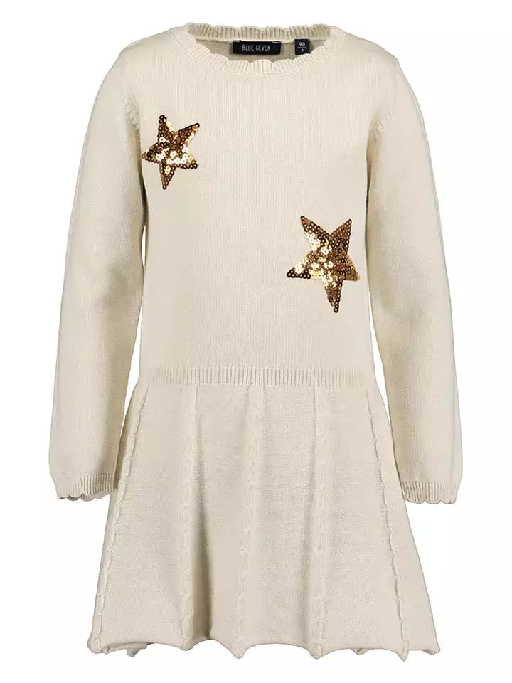 Blue Seven Sukienka dzianinowa w kolorze beżowym rozmiar: 98