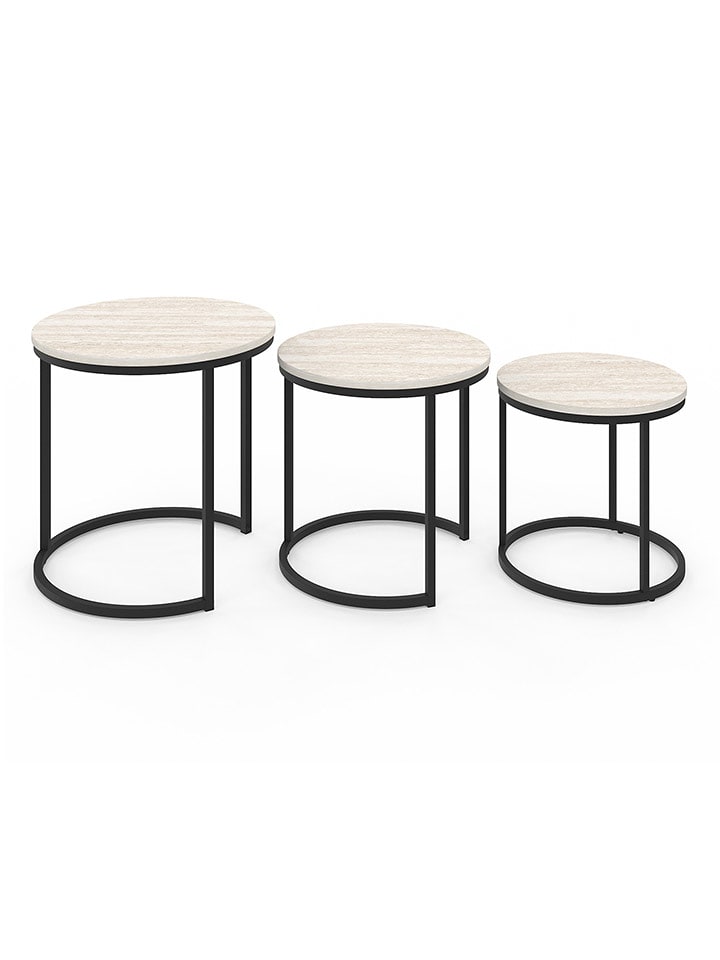 IDOMYA Factory Stoliki (3 szt.) "Memphis" w kolorze białym rozmiar: onesize