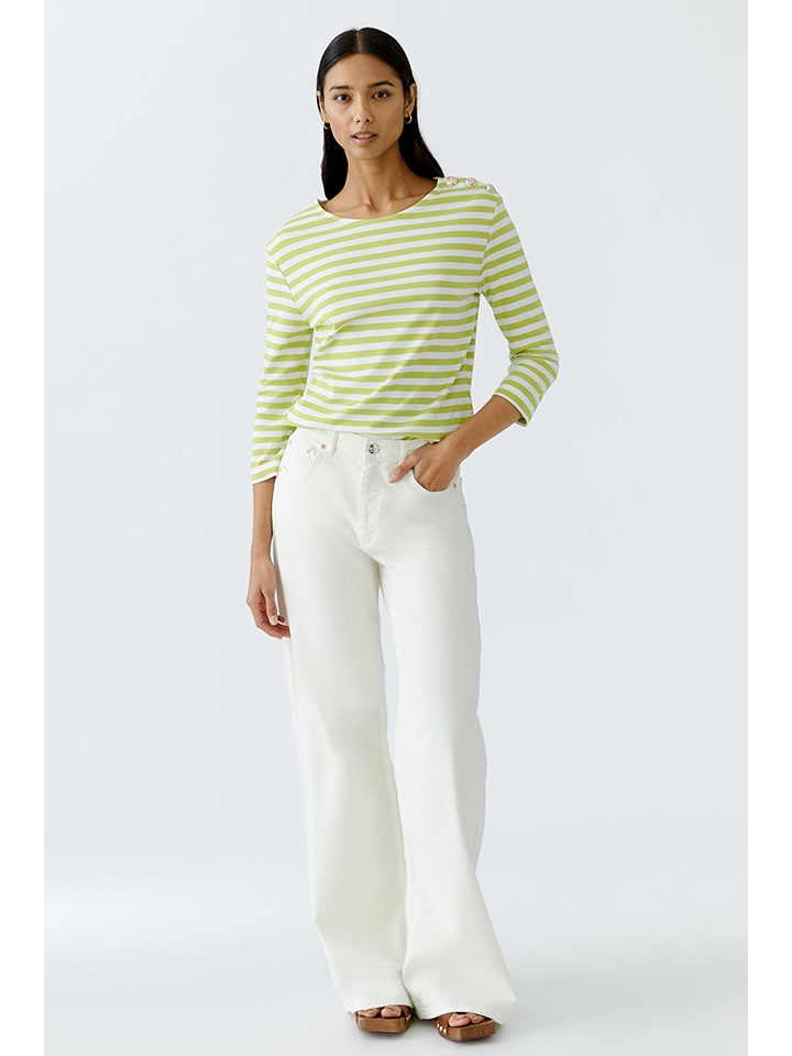 Oui Koszulka w kolorze zielono-białym rozmiar: 34