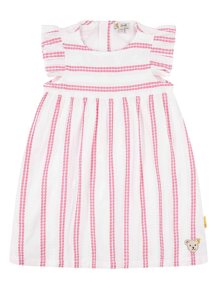 Steiff Sukienka w kolorze biało-różowym rozmiar: 104