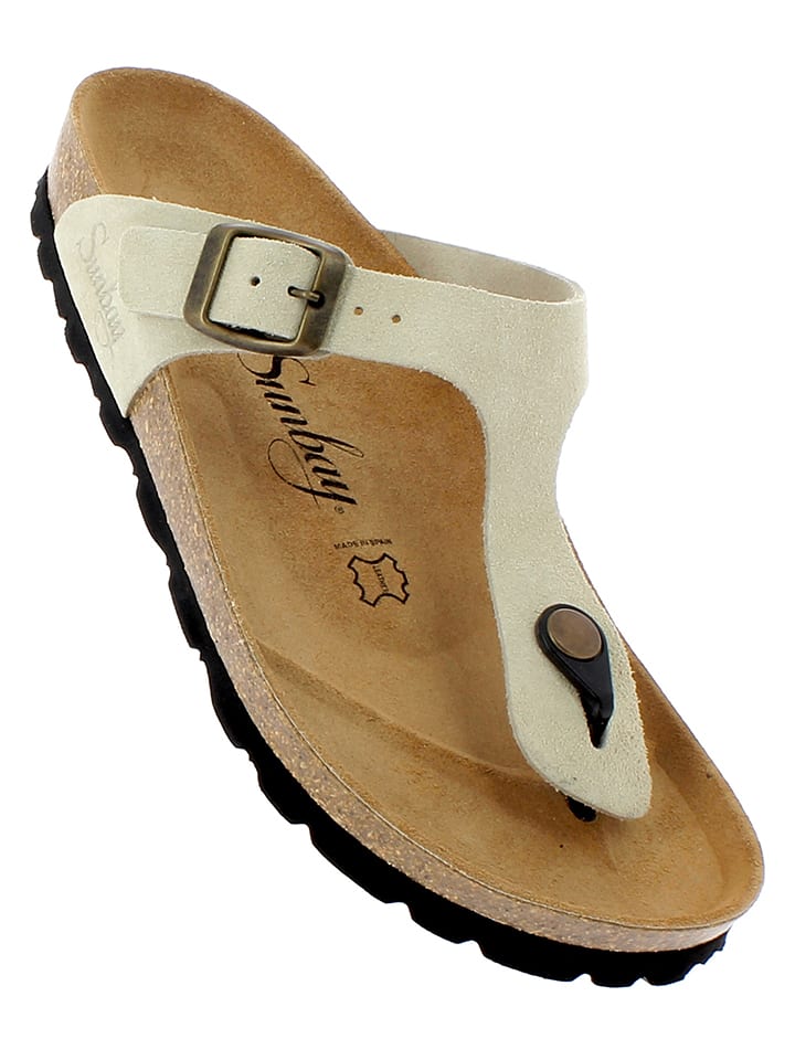 Sunbay Skórzane japonki "Camelia" w kolorze beżowym rozmiar: 37