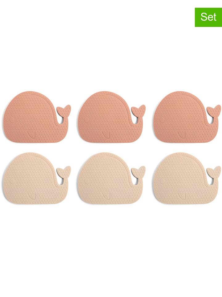 Filibabba Mini maty (6 szt.) "Whales Rose Mix" w kolorze jasnoróżowym do wanny rozmiar: onesize