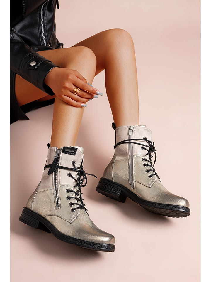 Foreverfolie Botki w kolorze złoto-szarym rozmiar: 39