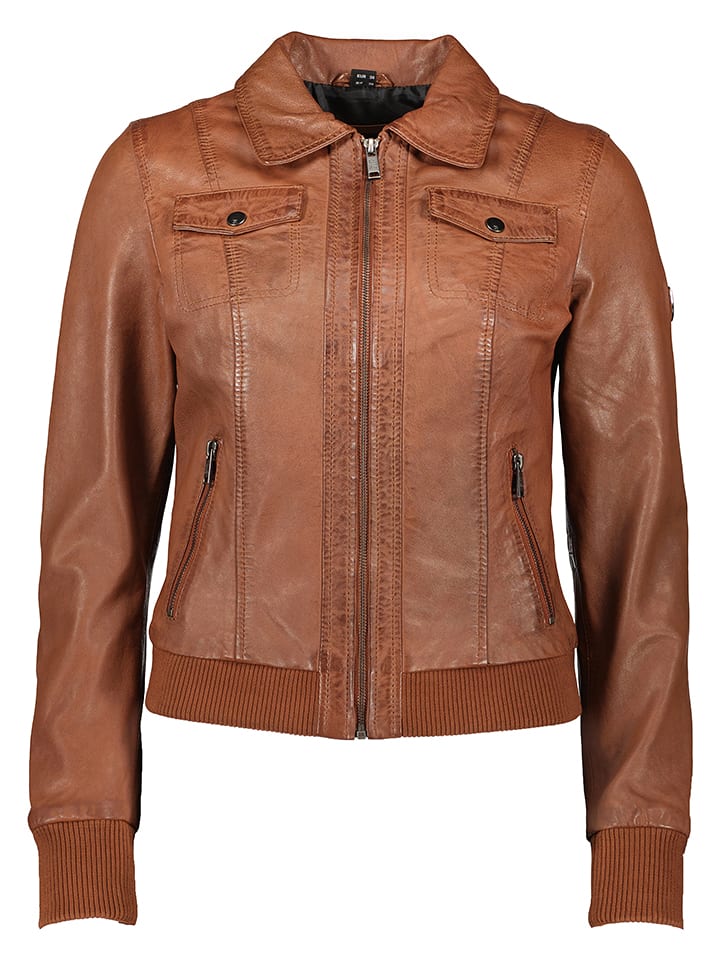 HIS Skórzana kurtka w kolorze janobrązowym rozmiar: 46